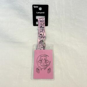 Spencer’s Witchy Pink and Black Cat Lanyard and Badge Holder NWT